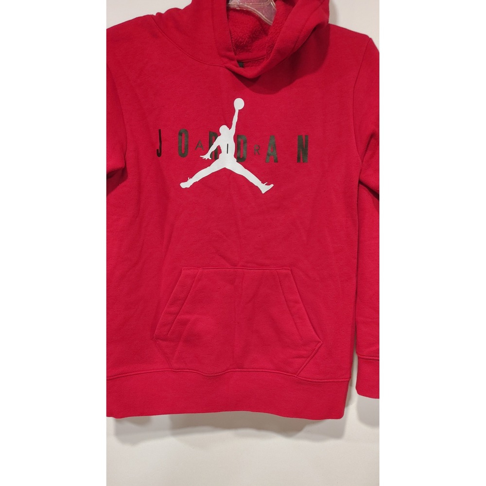 Jordan Hoodie Boys Large 12-13 Red Good Jumpman Logo Fleece Pullover - Picture 6 of 6